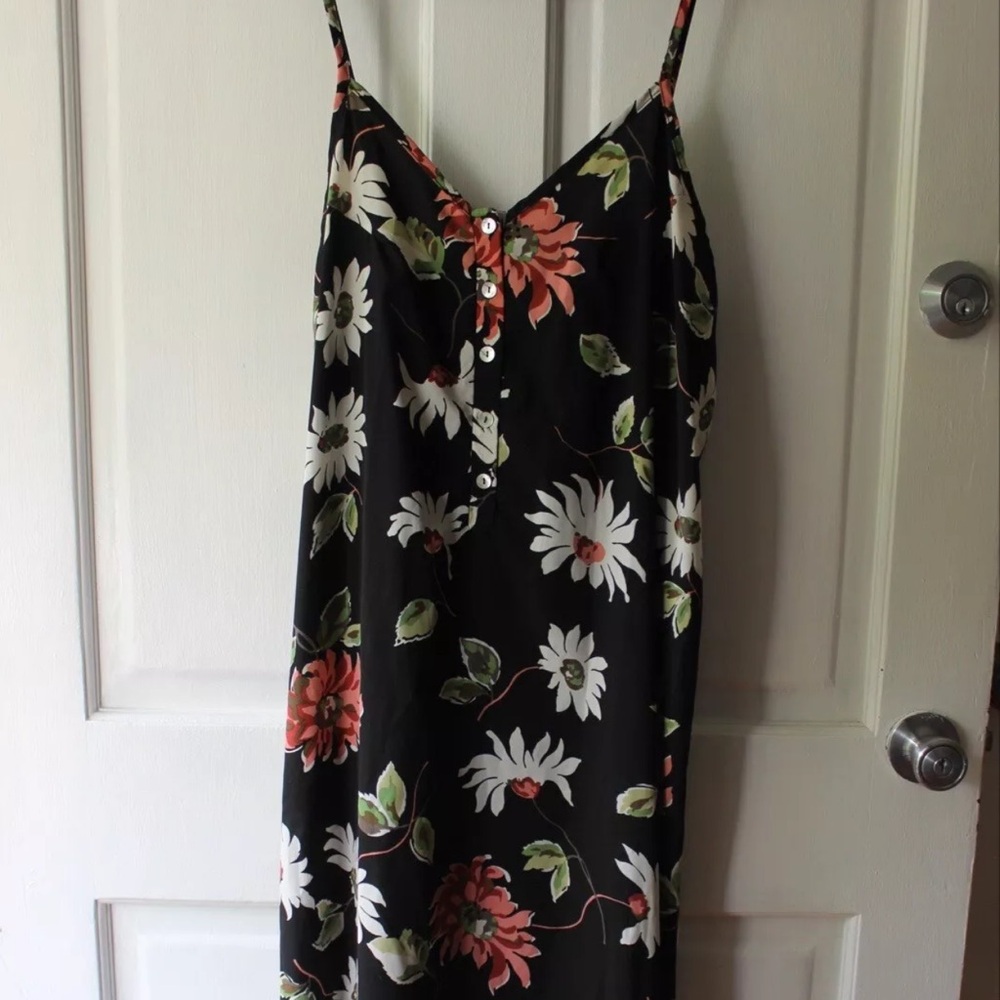 Homely Black Floral Ankle Length Summer Goth Cottagecore Dress Size L